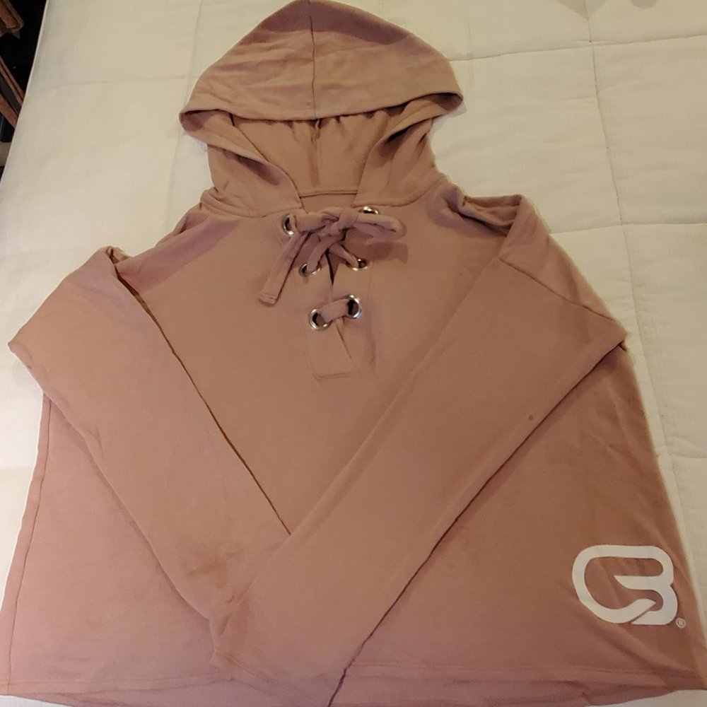 Cyclebar Beyond Yoga Cropped Mauve Hooded Sweatshirt